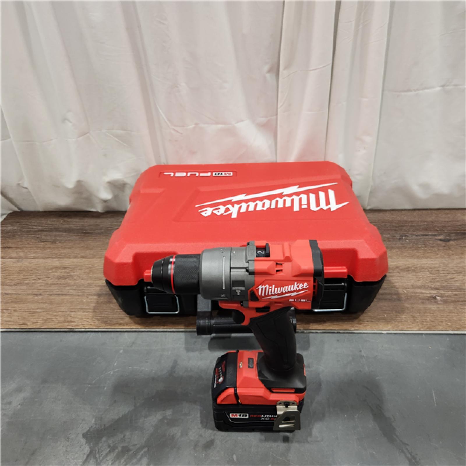 AS IS Milwaukee 2904-22 Hammer Drill Driver Kit with Batteries  Charger & Tool Case  Red