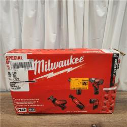 AS-IS MILWAUKEE M12 12V Lithium-Ion Cordless Combo Kit (5-Tool) with Two 1.5Ah Batteries, Charger & Tool Bag