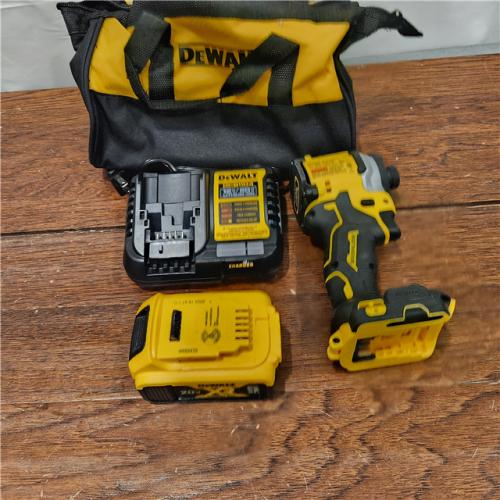 AS-IS ATOMIC 20V MAX Lithium-Ion Cordless 1/4 in. Brushless Impact Driver Kit, 5 Ah Battery, Charger, and Bag