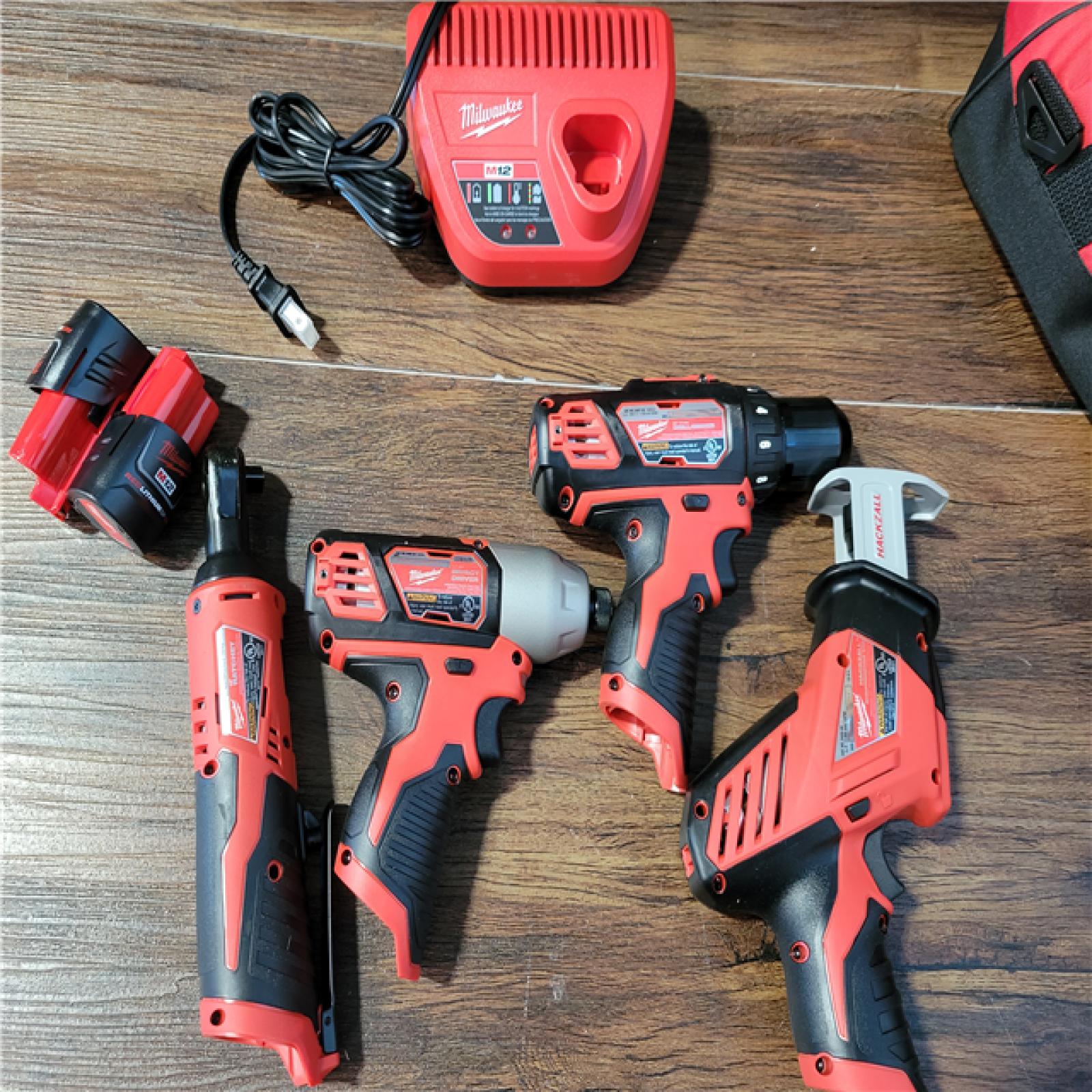 CALIFORNIA AS-IS MILWAUKEE M18 FUEL 5-TOOL COMBO KIT (2 BATTERIES, CHARGER, AND BAG INCLUDED) (MISSING 1 BATTERY)