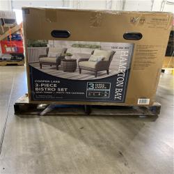 DALLAS LOCATION - Hampton Bay Cooper Lake 3-Piece Wicker Patio Conversation Set with CushionGuard Putty Cushions