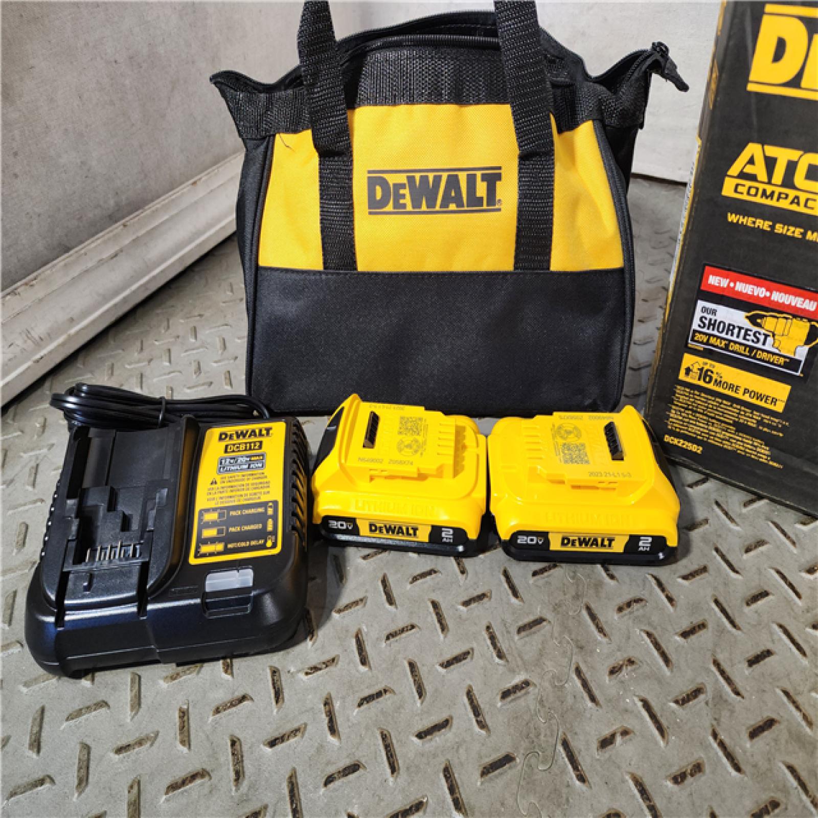 HOUSTON LOCATION - AS-IS (APPEARS LIKE NEW) ATOMIC 20-Volt MAX Lithium-Ion Cordless Combo Kit (2-Tool) with (2) 2.0Ah Batteries, Charger and Bag