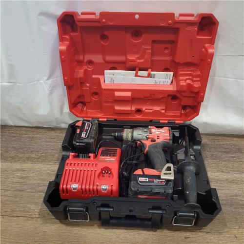 AS-IS Milwaukee 2904-22 Hammer Drill Driver Kit with Batteries  Charger & Tool Case  Red