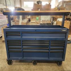 Phoenix Location Husky 72 in. W x 24 in. D Heavy Duty 18-Drawer Adjustable Height Mobile Workbench with Solid Wood Top in Matte Blue