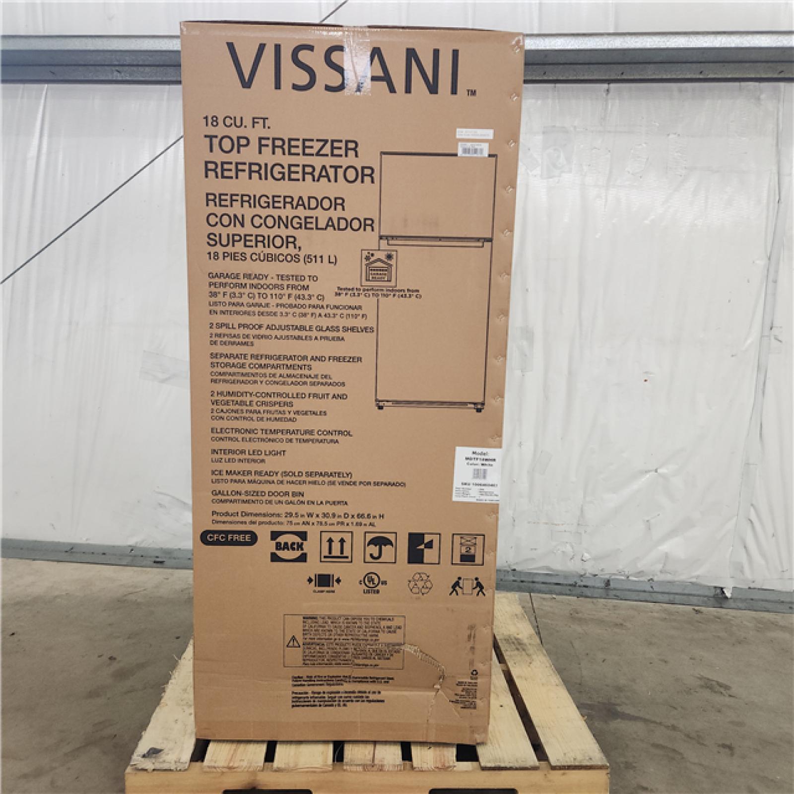 Houston Location - AS-IS Vissani 18 cu. ft. Freezer/Refrigerator