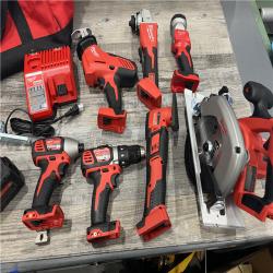 AS-IS MILWAUKEE M18 18-Volt Lithium-Ion Cordless Combo Kit 7-Tool with 2-Batteries, Charger and Tool Bag