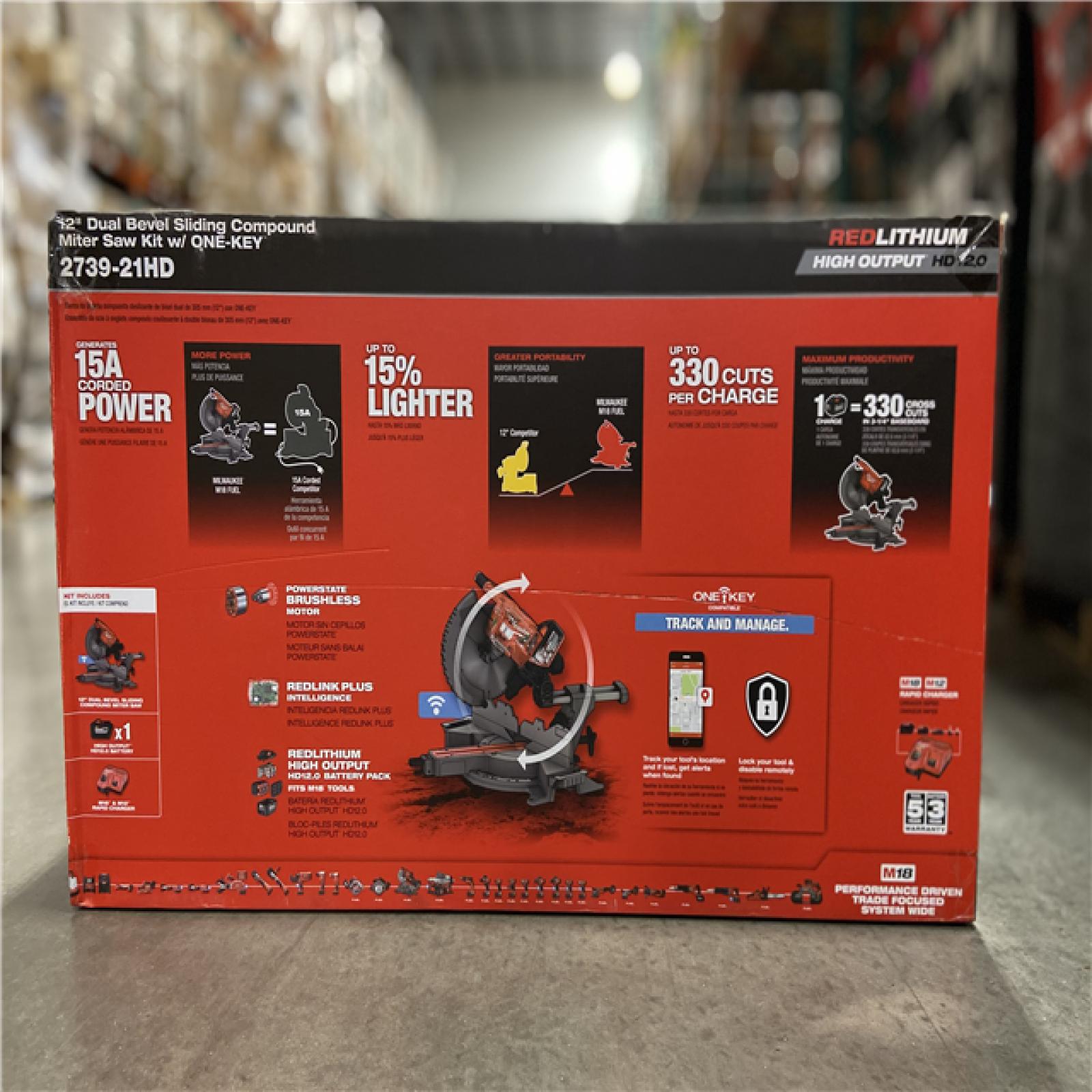 NEW! - Milwaukee M18 FUEL 18V Lithium-Ion Brushless Cordless 12 in. Dual Bevel Sliding Compound Miter Saw Kit with One 12.0Ah Battery