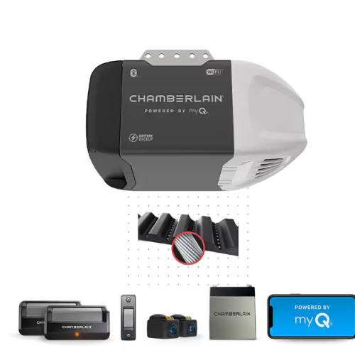 NEW! - Chamberlain B2211T 1/2 HP Smart Quiet Belt Drive Garage Door Opener with Battery Backup