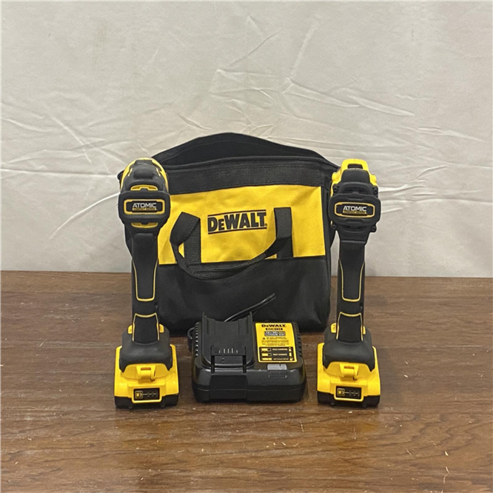 AS-IS DEWALT 20V MAX XR Hammer Drill and ATOMIC Impact Driver 2 Tool Cordless Combo Kit with (2) 4.0Ah Batteries, Charger, and Bag