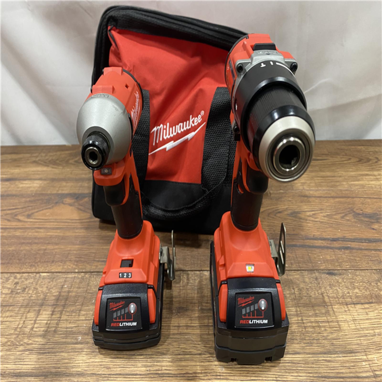 AS IS M18 18-Volt Lithium-Ion Brushless Cordless Compact Hammer Drill/Impact Combo Kit (2-Tool) with (2) Batteries, Bag