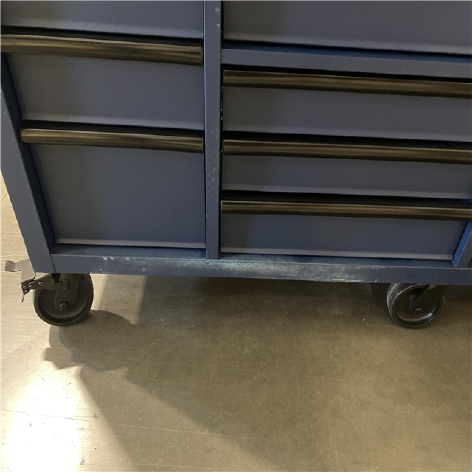 DALLAS LOCATION- Husky Tool Storage Heavy Duty 84 in. W x 24 in. D Matte Blue Mobile Workbench Cabinet