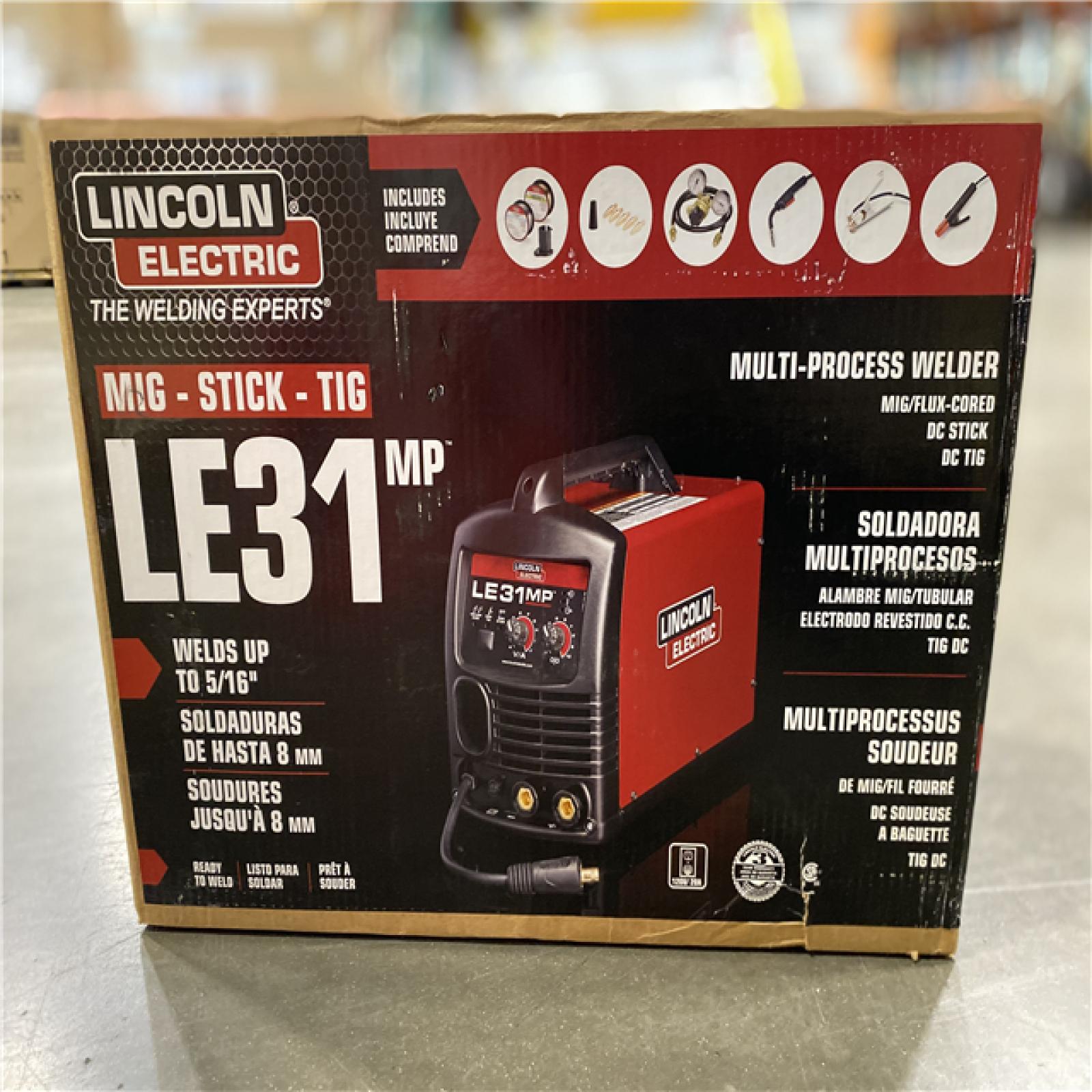 NEW! - Lincoln Electric 140 Amp LE31MP Multi-Process Stick/MIG/Flux-Core/TIG, 120V, Aluminum Welder