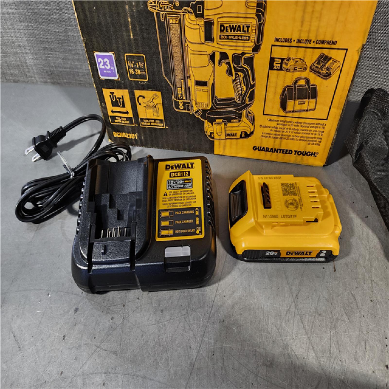 HOUSTON LOCATION - AS-IS (APPEARS LIKE NEW) DEWALT ATOMIC 20V MAX Lithium Ion Cordless 23 Gauge Pin Nailer Kit with 3.0Ah Battery and Charger