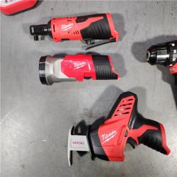 HOUSTON LOCATION - AS-IS (APPEARS LIKE NEW) MILWAUKEE M12 12V Lithium-Ion Cordless Combo Kit (5-Tool) with Two 1.5Ah Batteries, Charger & Tool Bag