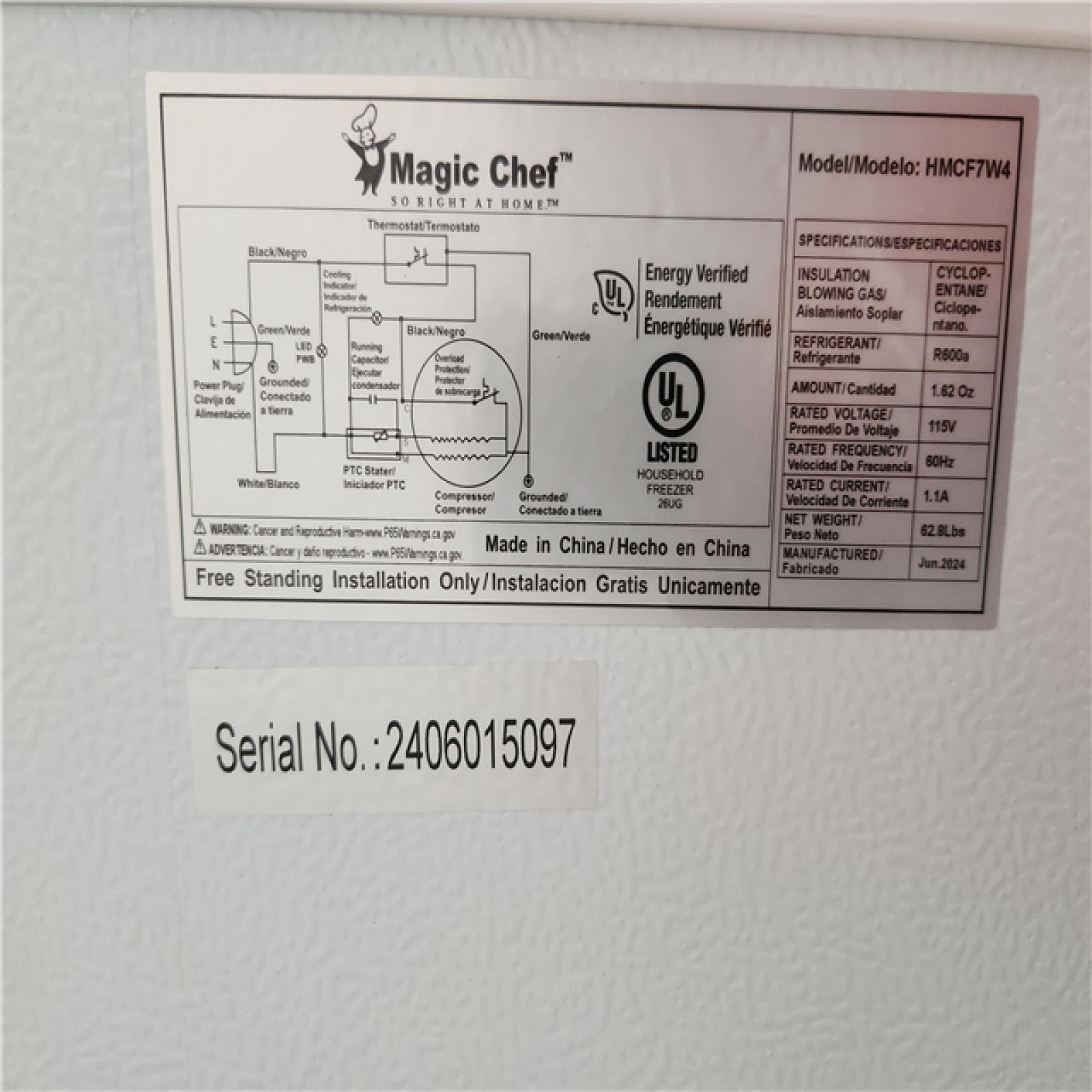 Phoenix Location Magic Chef 7.0 cu. ft. Chest Freezer in White