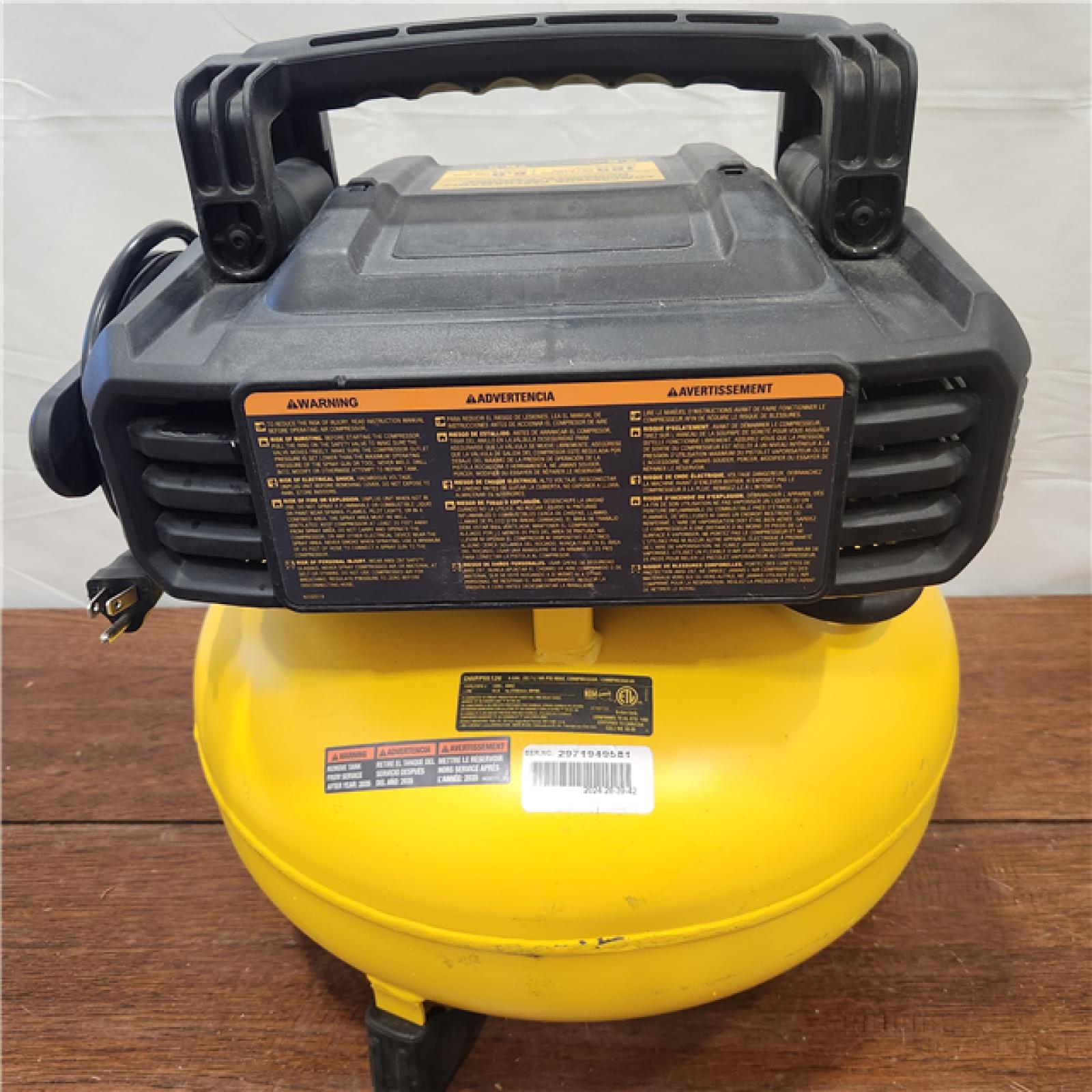 AS-IS DEWALT 6 Gal. 165 PSI Electric Pancake Air Compressor