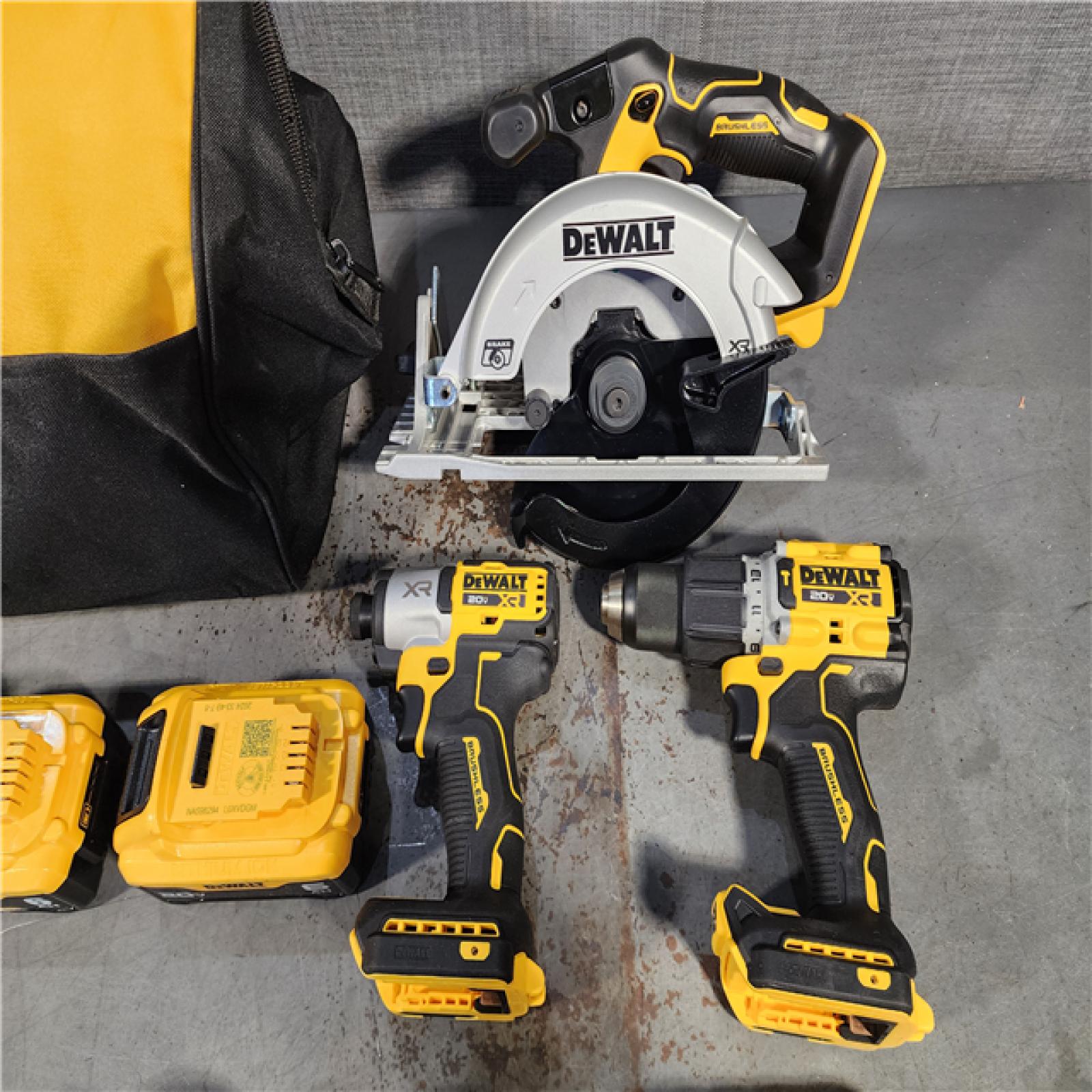 HOUSTON LOCATION - AS-IS DEWALT 20V 4-TOOL COMBO KIT W/ (2) BATTERY & CHARGER