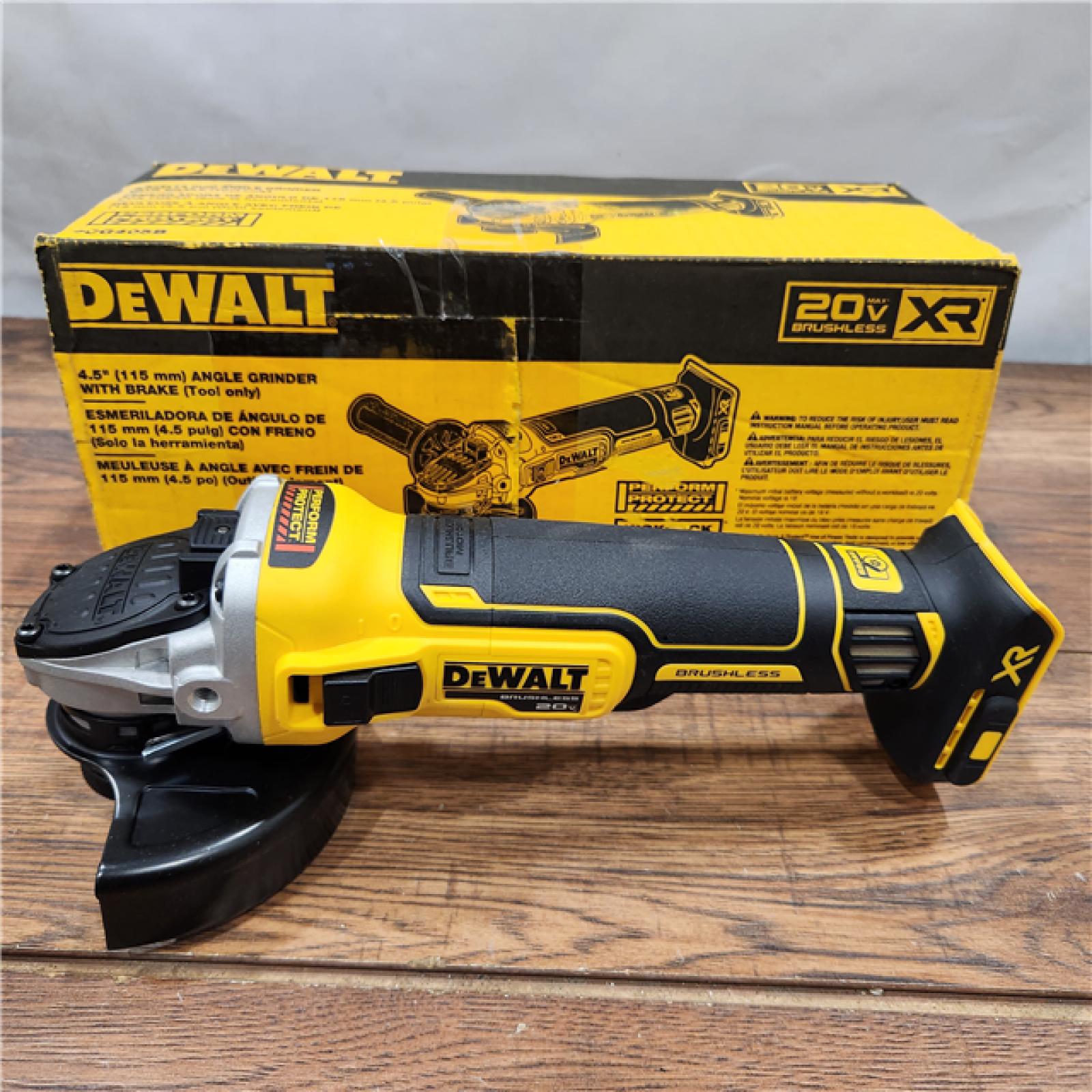 AS-IS DeWalt 20V MAX XR Cordless Brushless 4.5 in. Slide Switch Small Angle Grinder with Kickback Brake (Tool Only)