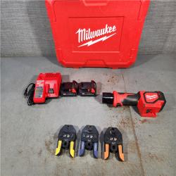 HOUSTON LOCATION - AS-IS (APPEARS LIKE NEW) M18 18V Lithium-Ion Cordless Short Throw Press Tool Kit with 3 PEX Crimp Jaws (2) 2.0 Ah Batteries and Charger