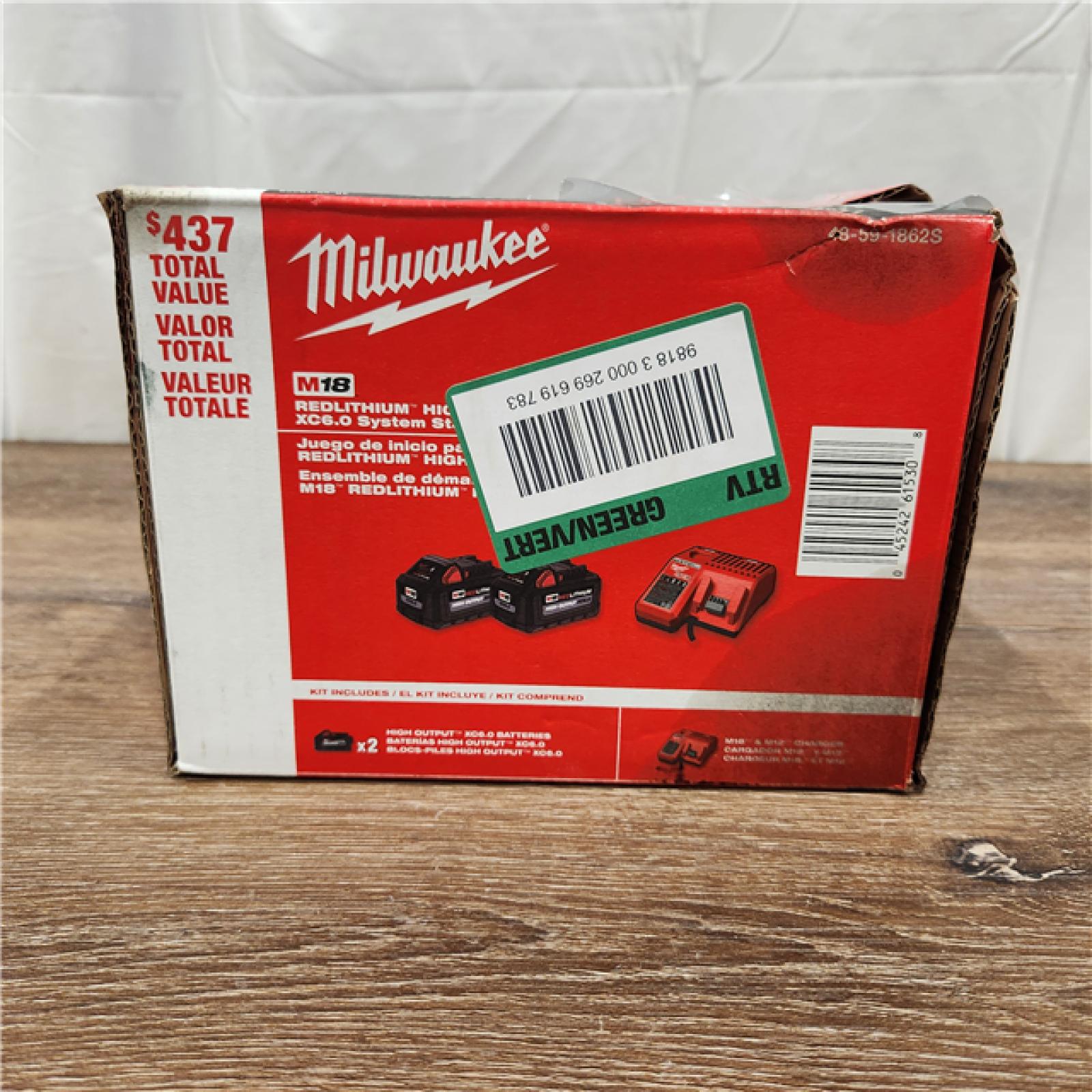 AS-IS Milwaukee M18 18-Volt Lithium-Ion High Output Starter Kit with Two 6.0 Ah Battery and Charger