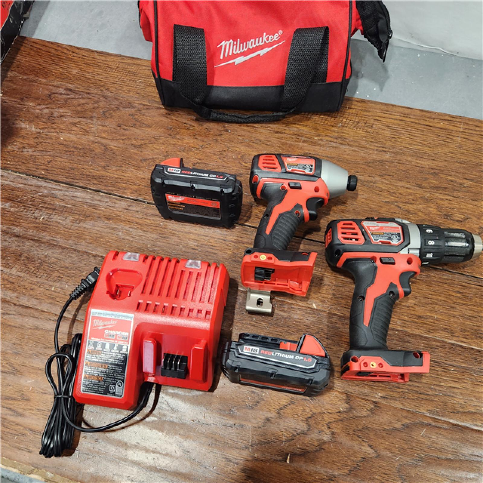 AS-IS Milwaukee M18 18V Cordless Brushed 2 Tool Drill/Driver and Impact Driver Kit