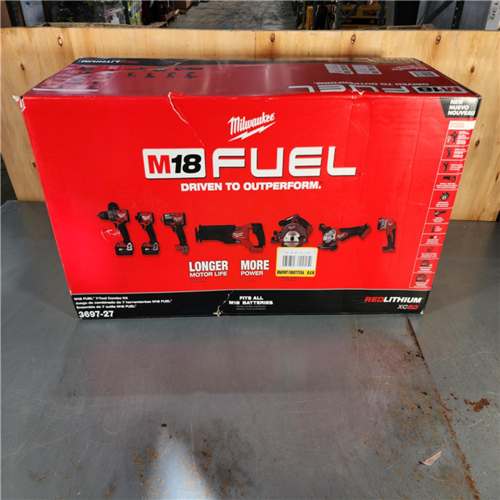 HOUSTON LOCATION - AS-IS (APPEARS LIKE NEW) Milwaukee M18 FUEL 18V Lithium-Ion Brushless Cordless Combo Kit with Two 5.0 Ah Batteries  1 Charger  2 Tool Bags (7-Tool)