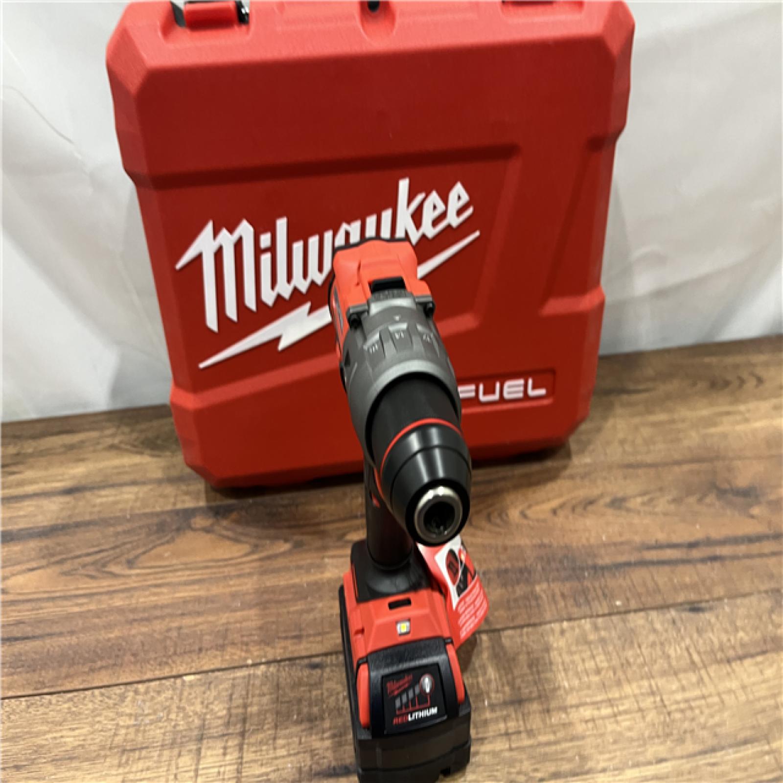 AS-IS Milwaukee 2904-22 Hammer Drill Driver Kit with Batteries  Charger & Tool Case  Red