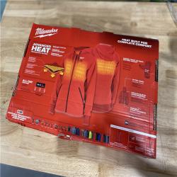 AS-IS - Milwaukee Women's Large M12 12-Volt Lithium-Ion Cordless Red Heated Jacket Hoodie Kit with (1) 2.0Ah Battery and Charger