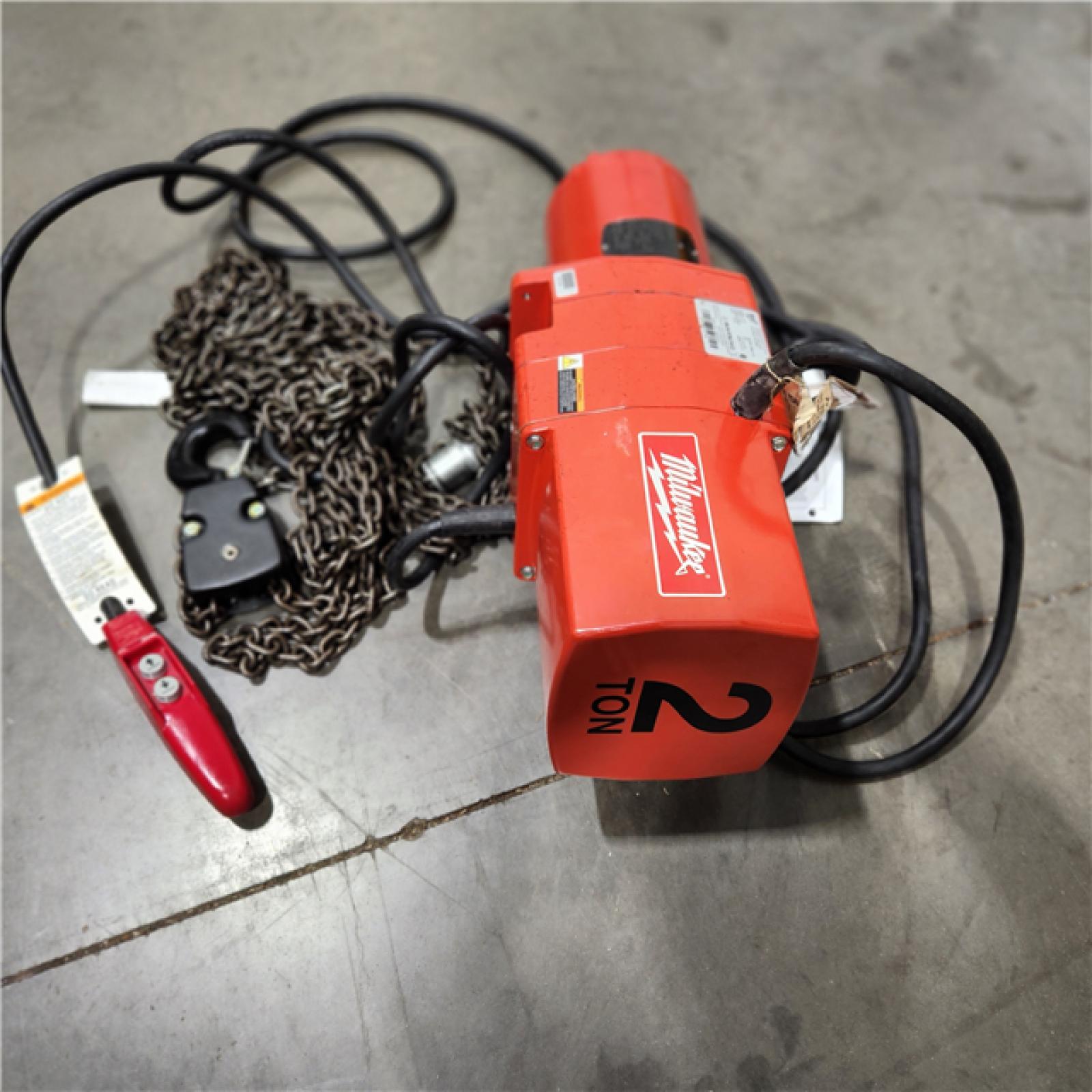 Dallas Location - As-Is Milwaukee 2-Ton 20 ft. Electric Chain Hoist