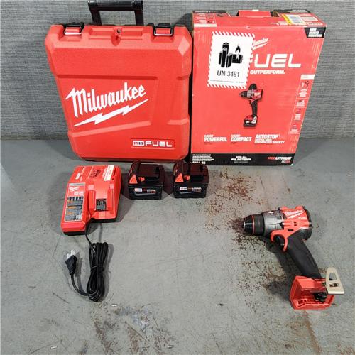 HOUSTON LOCATION - AS-IS (APPEARS LIKE NEW) Milwaukee 2904-22 Hammer Drill Driver Kit with Batteries  Charger & Tool Case  Red