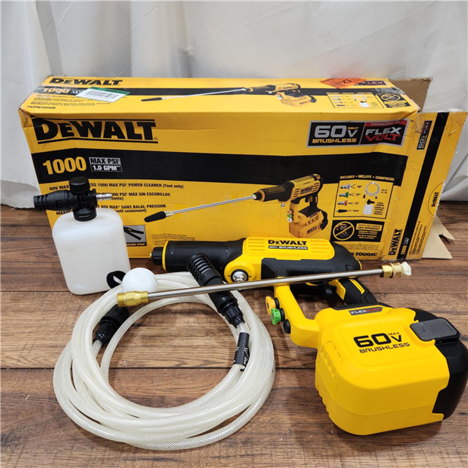 AS-IS FLEXVOLT 60V MAX 1000 PSI 1.0 GPM Cold Water Cordless Battery Power Cleaner (Tool Only)