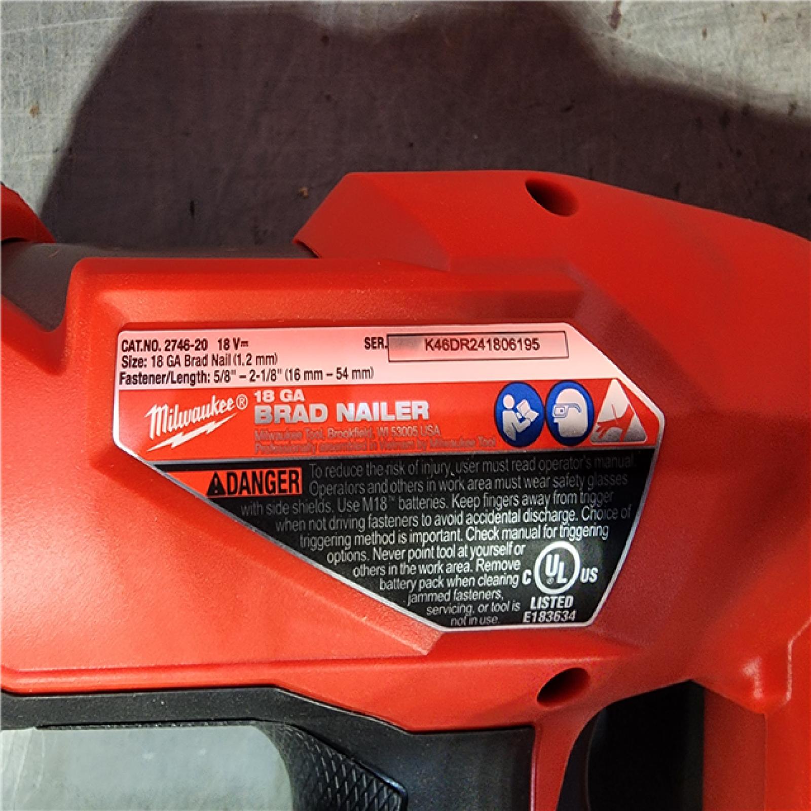 HOUSTON LOCATION - AS-IS (APPEARS LIKE NEW) Milwaukee M18 Fuel 18V Brushless 18-Gauge Brad Nailer 2746-20 (Bare Tool)