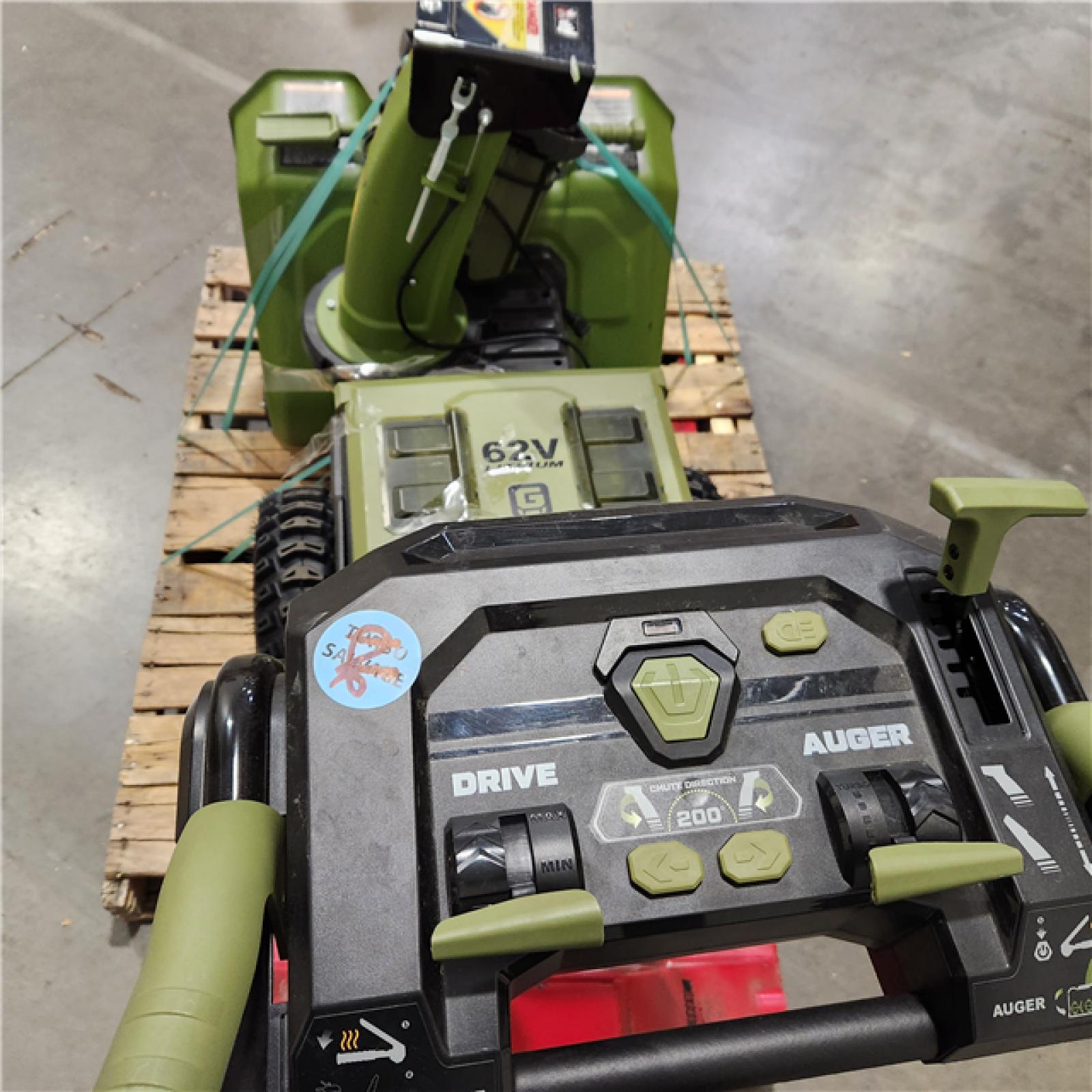 Dallas Location - As-Is Green Machine 62V 24 in.Snow Blower with (2) 8.0 Ah Batteries and Dual-Port Charger