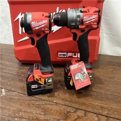 AS-ISMilwaukee M18 FUEL 18V Lithium-Ion Brushless Cordless Hammer Drill and Impact Driver Combo Kit (2-Tool) with 2 Batteries