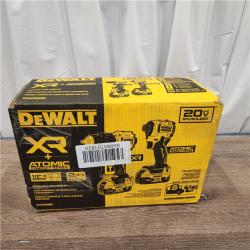 AS-IS DEWALT 20V MAX XR Hammer Drill and ATOMIC Impact Driver 2 Tool Cordless Combo Kit with (2) 4.0Ah Batteries, Charger, and Bag