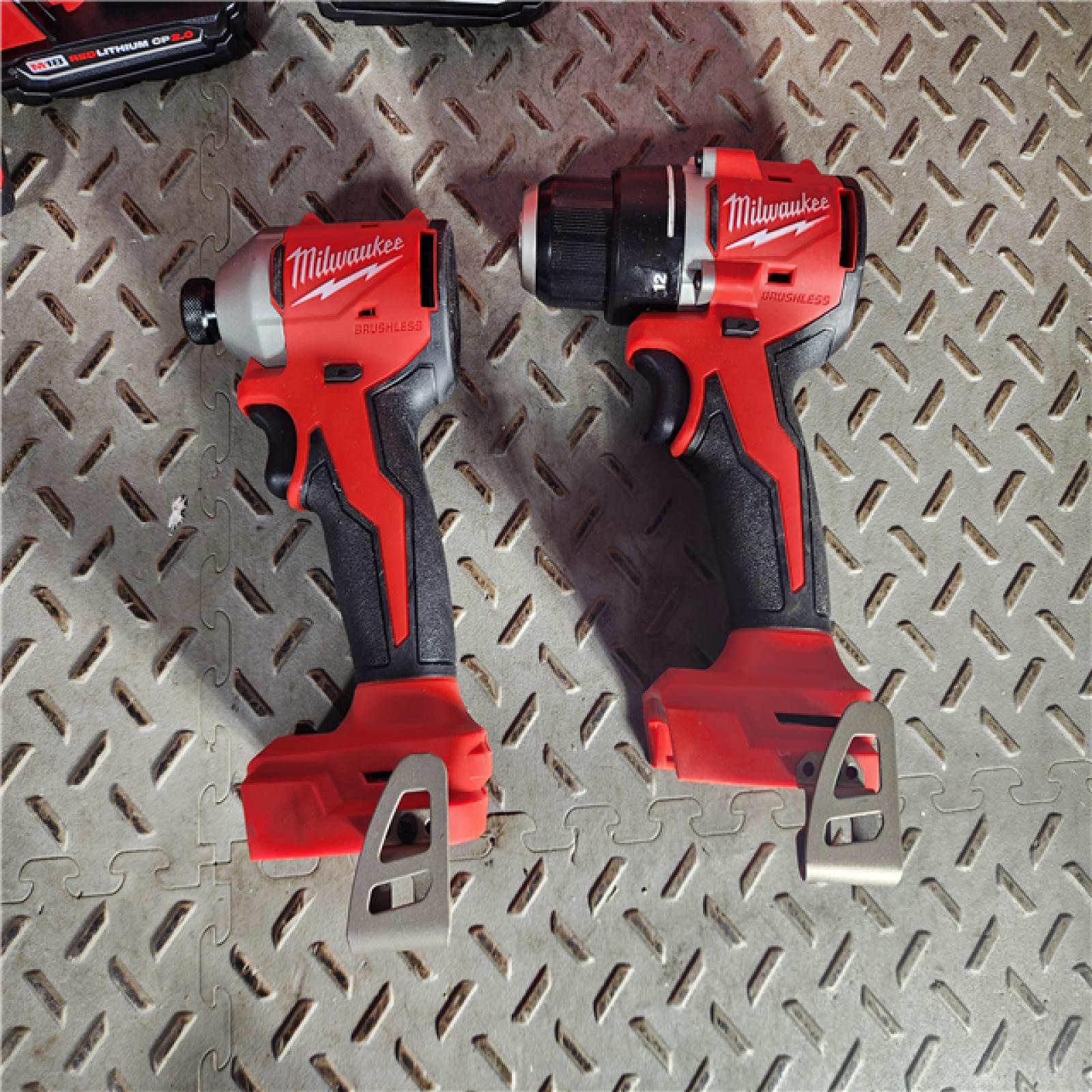 HOUSTON LOCATION - AS-IS (APPEARS LIKE NEW) M18 18V Lithium-Ion Brushless Cordless Compact Drill/Impact Combo Kit (2-Tool) W/(2) 2.0 Ah Batteries, Charger & Bag