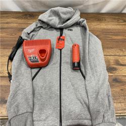 AS IS Milwaukee Women's Medium M12 12-Volt Lithium-Ion Cordless Gray Heated Jacket Hoodie Kit