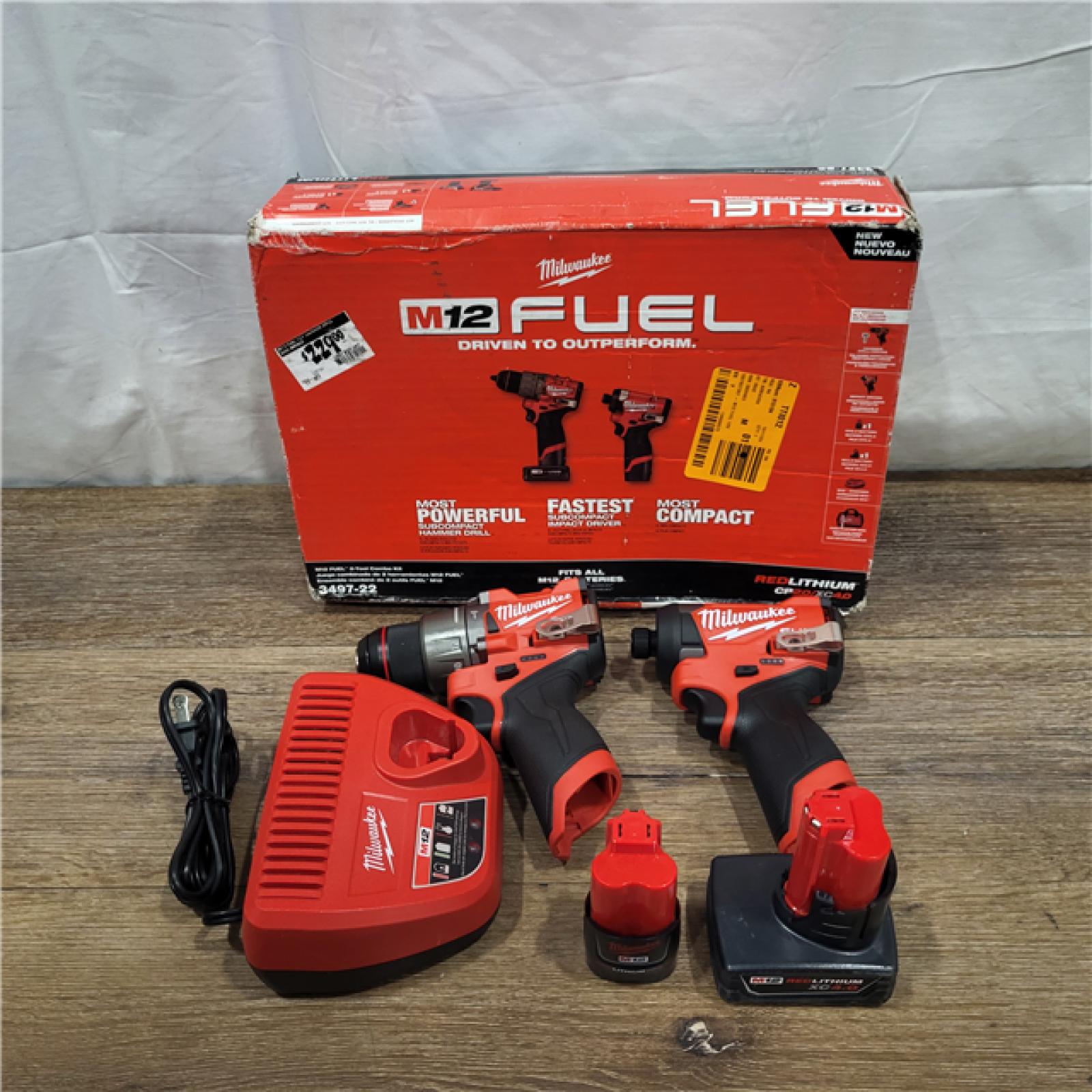 AS-IS Milwaukee 3497-22 12V Brushless Hammer Drill and Impact Driver Combo Kit