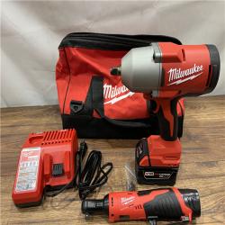 AS IS M12/M18 12/18V Lithium-Ion Cordless 3/8 in. Ratchet and 1/2 in. High Torque Impact Wrench with Friction Ring Combo Kit