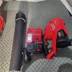 Houston location AS-IS MILWUAKEE M18 FUEL 120 MPH 450 CFM 18V Lithium-Ion Brushless Cordless Handheld Blower Kit with 8.0 Ah Battery, Rapid Charger