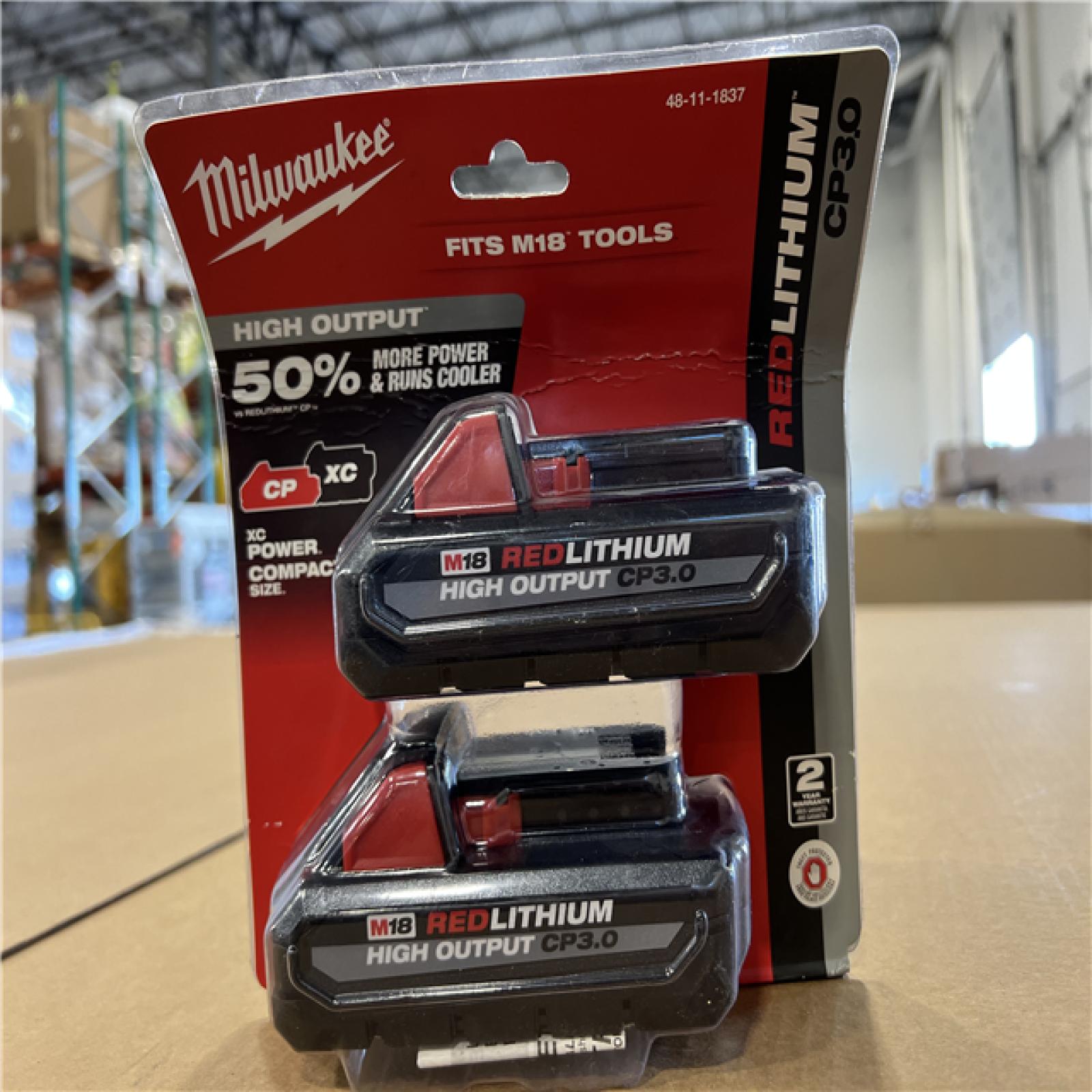 NEW! - Milwaukee M18 18V Lithium-Ion HIGH OUTPUT CP 3.0Ah Battery Pack (2-Pack)