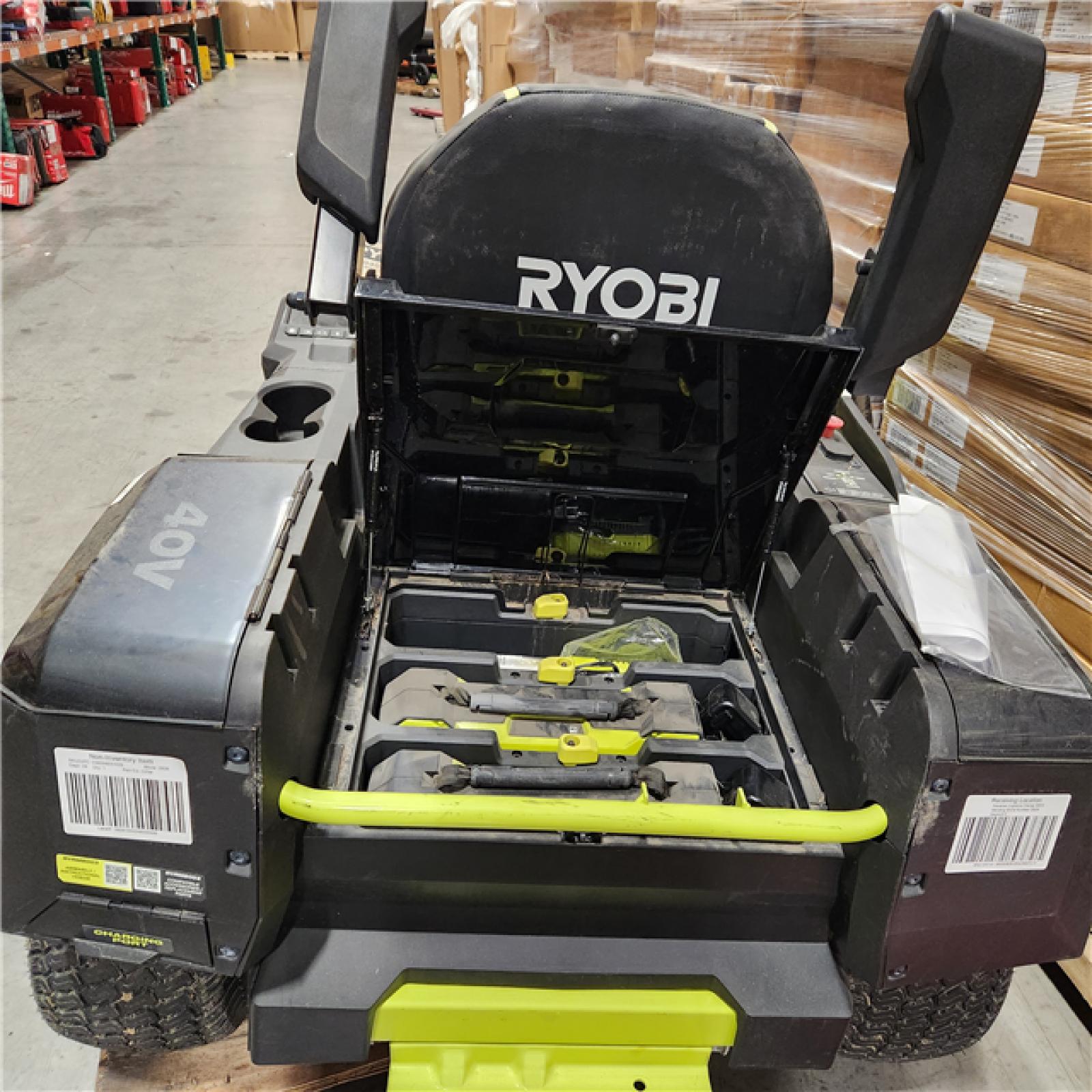 Dallas Location - As-Is RYOBI 80V HP Brushless 54 in. Battery Riding Mower (2) 80V Batteries Charger