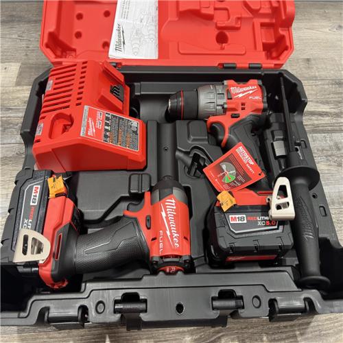 AS-IS MILWAUKEE M18 FUEL 18V Lithium-Ion Brushless Cordless Hammer Drill and Impact Driver Combo Kit (2-Tool) with 2 Batteries