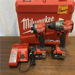 AS-ISMilwaukee M18 FUEL 18V Lithium-Ion Brushless Cordless Hammer Drill and Impact Driver Combo Kit (2-Tool) with 2 Batteries