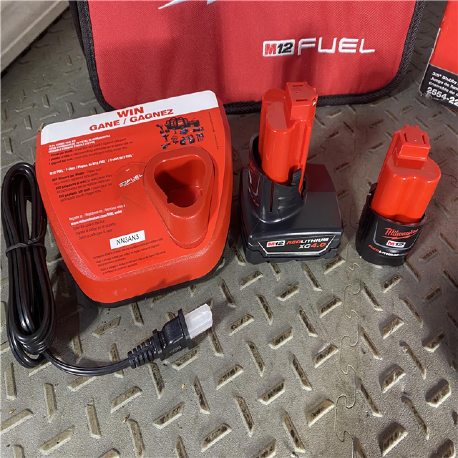 HOUSTON LOCATION - AS-IS Milwaukee 2554-22 M12 FUEL Stubby 3/8 in. Impact Wrench Kit (2 Ah/4 Ah)