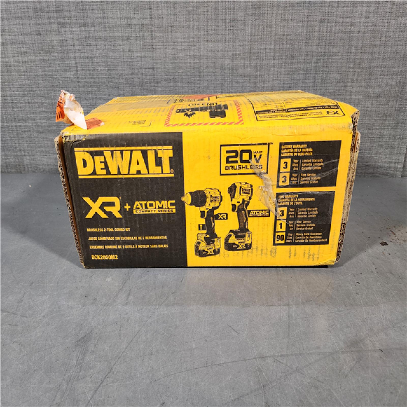 HOUSTON LOCATION - AS-IS (APPEARS LIKE NEW) DEWALT 20V MAX XR Hammer Drill and ATOMIC Impact Driver 2 Tool Cordless Combo Kit with (2) 4.0Ah Batteries, Charger, and Bag