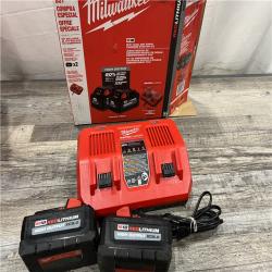 AS-IS MILWAUKEE M18 18V Lithium-Ion Dual Bay Rapid Battery Charger W/ (2) 8Ah HIGH OUTPUT Batteries