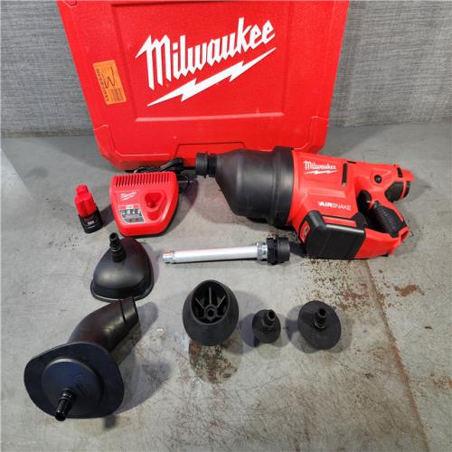 HOUSTON LOCATION - AS-IS M12 12-Volt Lithium-Ion Cordless Drain Cleaning Airsnake Air Gun Kit with (1) 2.0Ah Battery, Toilet Attachments