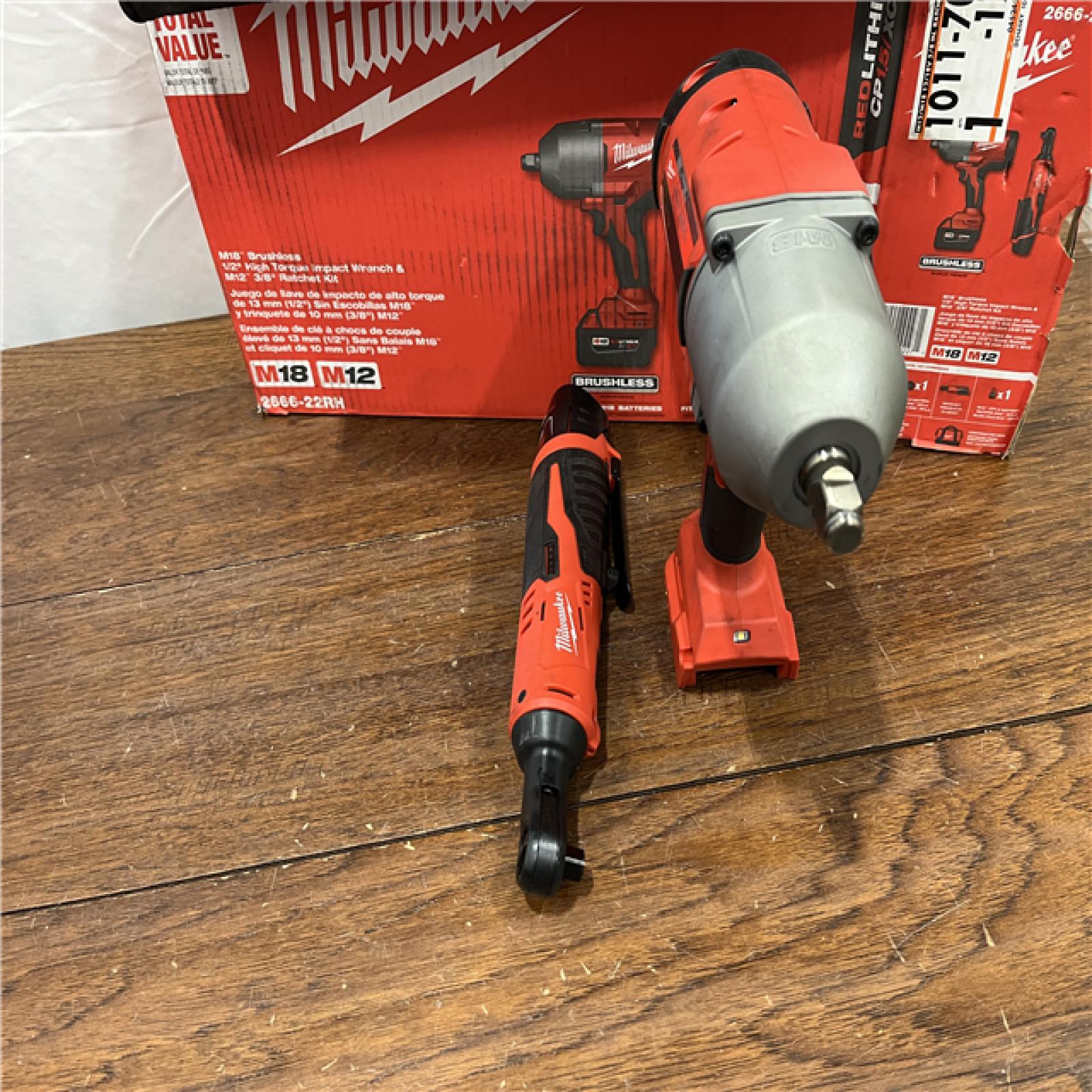 AS-ISM12/M18 12/18V Lithium-Ion Cordless 3/8 in. Ratchet and 1/2 in. High Torque Impact Wrench with Friction Ring Combo Kit