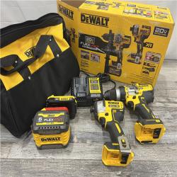 AS-IS DEWALT 20V MAX Cordless Brushless Hammer Drill/Driver 2 Tool Combo Kit with FLEXVOLT ADVANTAGE